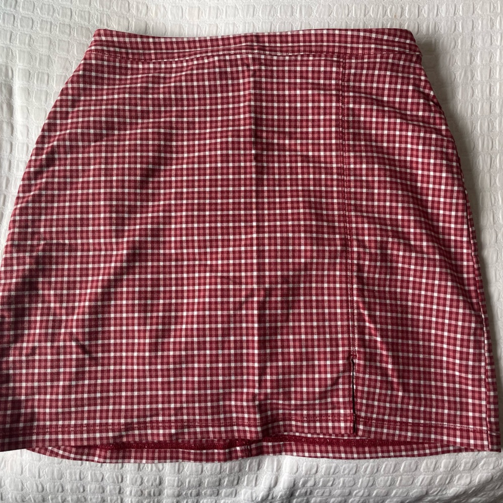 High rise checkered skirt